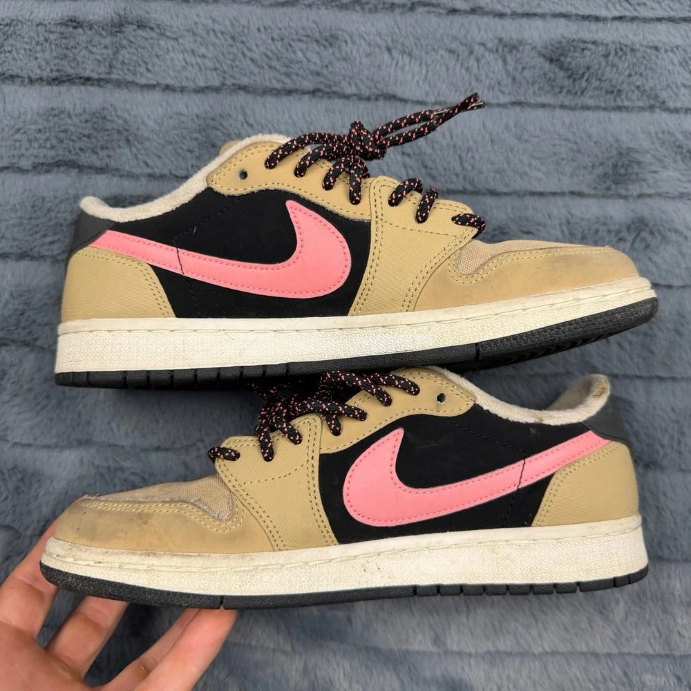 Nike Air Jordan 1 Retro Low NS Sherpa Fleece Beige Pink AQ0828-200 Womens 6.5